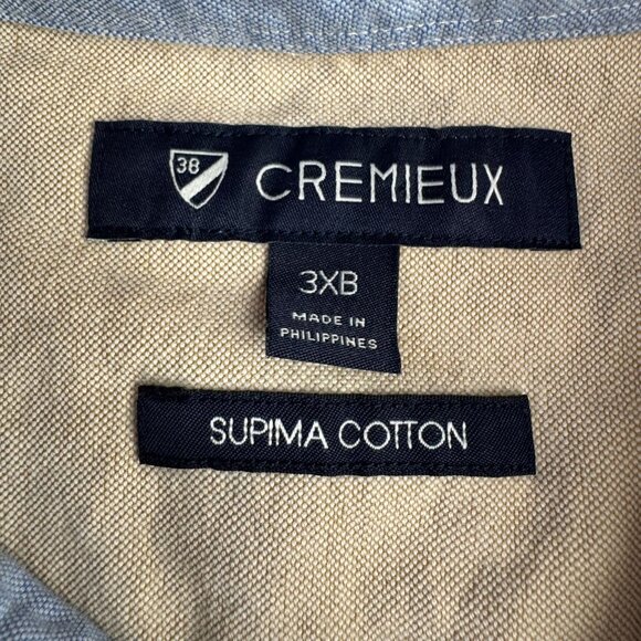 Cremieux Button Up Shirt Mens Size 3XB Beige Supima Cotton Old Money Coastal Wor - Picture 6 of 8